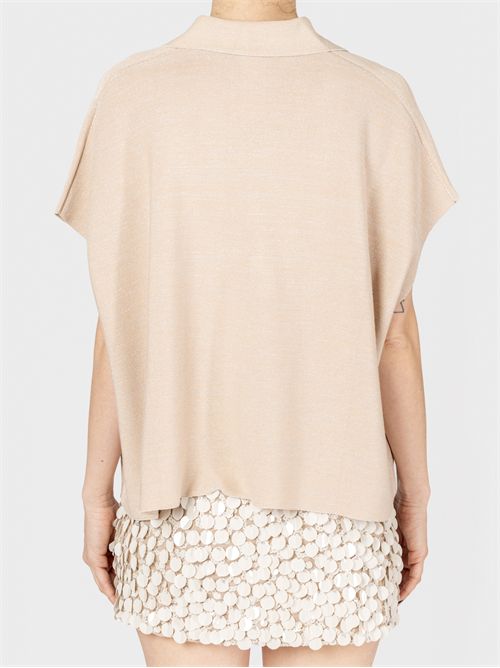 Boxy fit polo in organic cotton and lurex FABIANA FILIPPI | MAD275F505L2331261